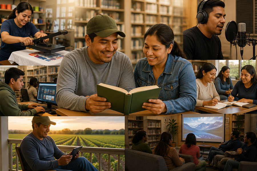 People in a library